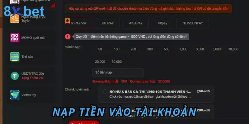Đá Gà Trực Tiếp 8Xbet - Trải Nghiệm Hấp Dẫn Và Thú Vị Nạp tiền vào tài khoản